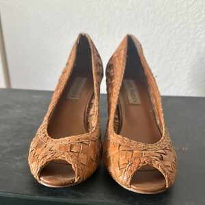 Steve Madden Brown Woven Peep Toe Heels
